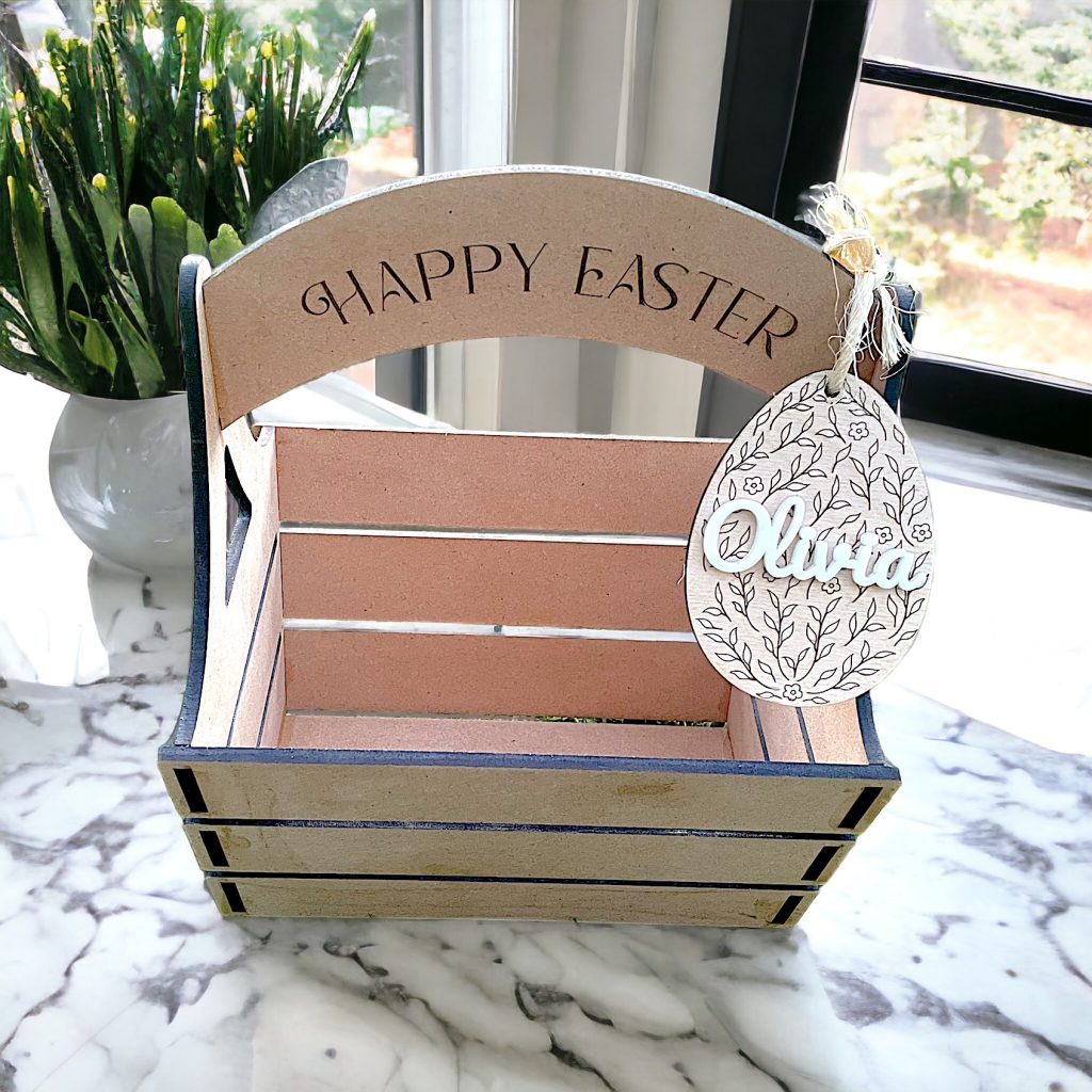 Wooden Easter Basket, Personalised Easter gifts