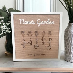 Personalised mothers day gift, nanas grandchildren with birth flowers