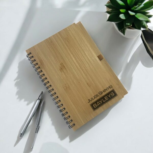 Engraved bamboo notebook, commercial gift