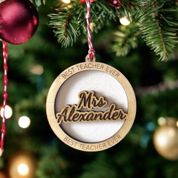 Personalised christmas decoration, teacher gift