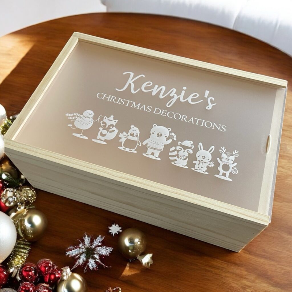 Personalised christmas eve box, personalised christmas decorations box