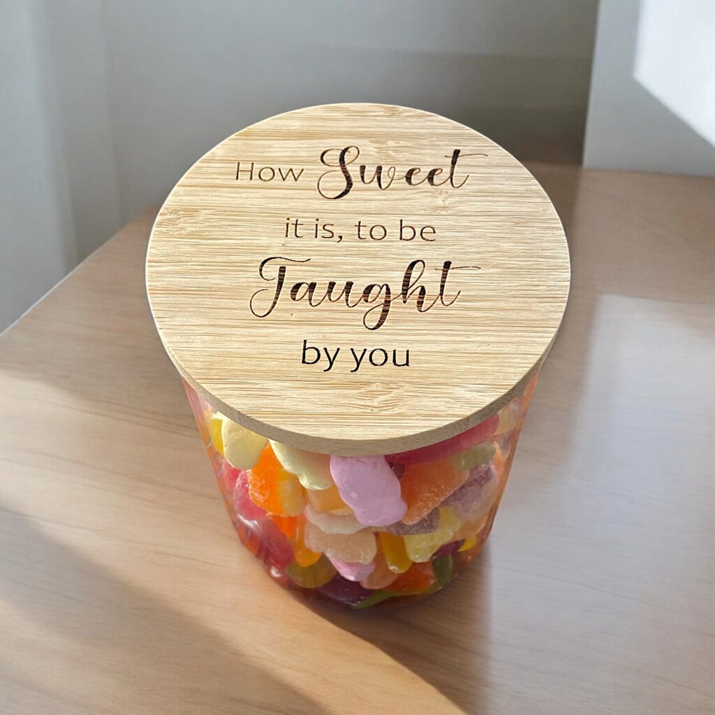 personalised teacher gift, teachers lolly jar