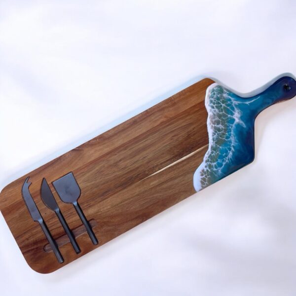 Resin Art Chopping Board - with cheese knives #2
