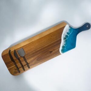 Resin Art Chopping Board - with cheese knives