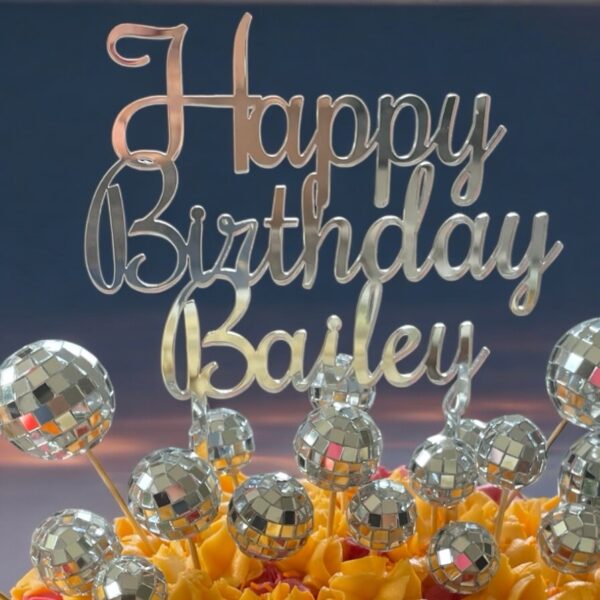 3 Line Personalised Acrylic Cake Topper